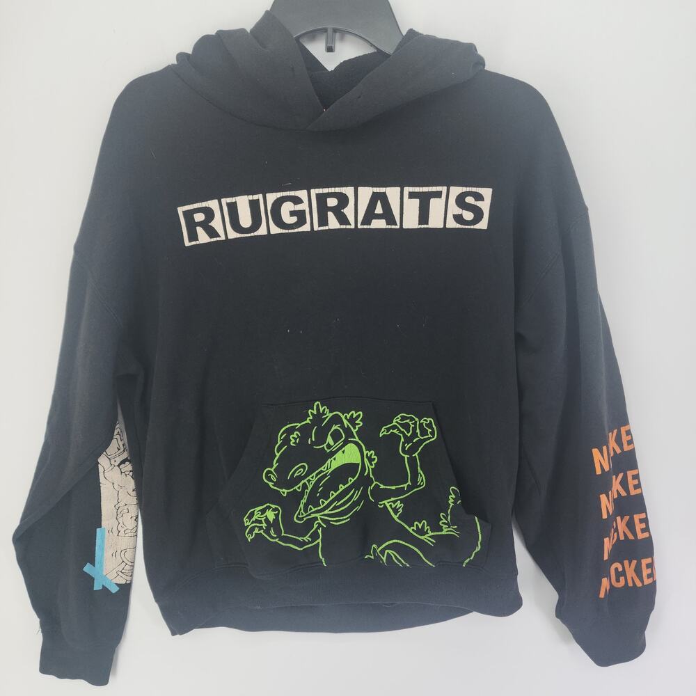 Nickelodeon Rugrats Reptar Black Orange Cartoon Hoodie Sz M